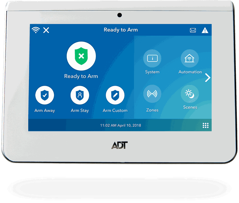 ADT touchscreen control panel for an ADT-monitored home security system